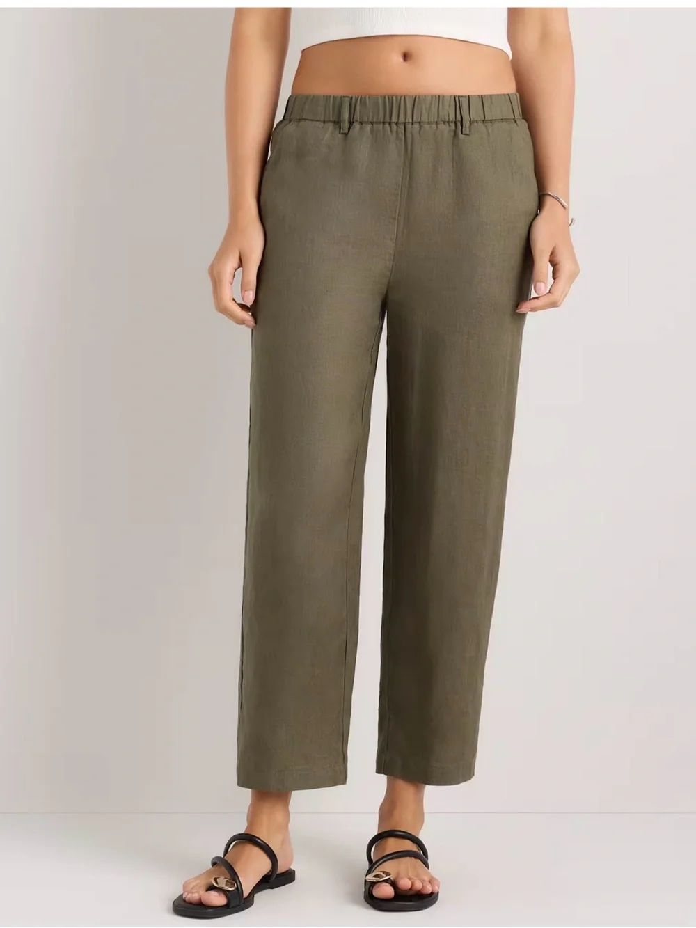 NWT QUINCE 100% European Linen pants Bayberry Olive XL limited edition